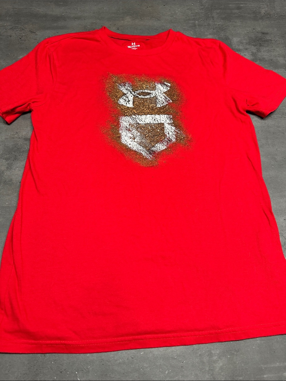 Under Armour Red Short-Sleeve Logo Tee with Distressed baseball graphics